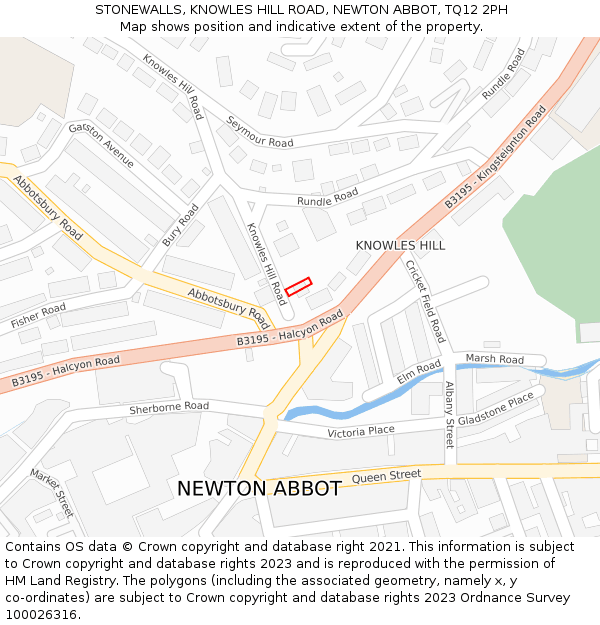STONEWALLS, KNOWLES HILL ROAD, NEWTON ABBOT, TQ12 2PH: Location map and indicative extent of plot