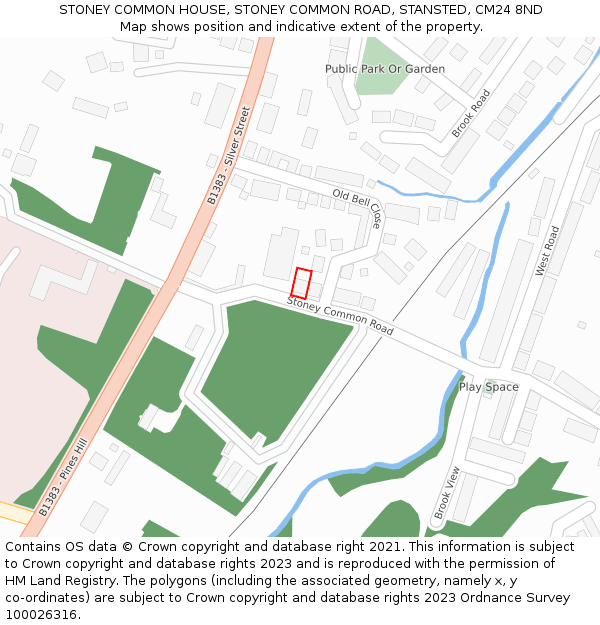 STONEY COMMON HOUSE, STONEY COMMON ROAD, STANSTED, CM24 8ND: Location map and indicative extent of plot