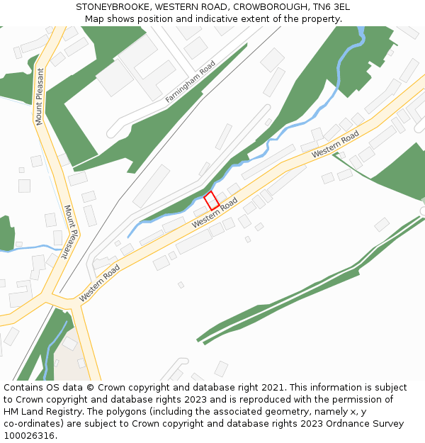 STONEYBROOKE, WESTERN ROAD, CROWBOROUGH, TN6 3EL: Location map and indicative extent of plot