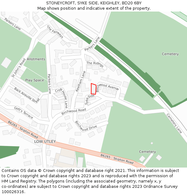 STONEYCROFT, SYKE SIDE, KEIGHLEY, BD20 6BY: Location map and indicative extent of plot