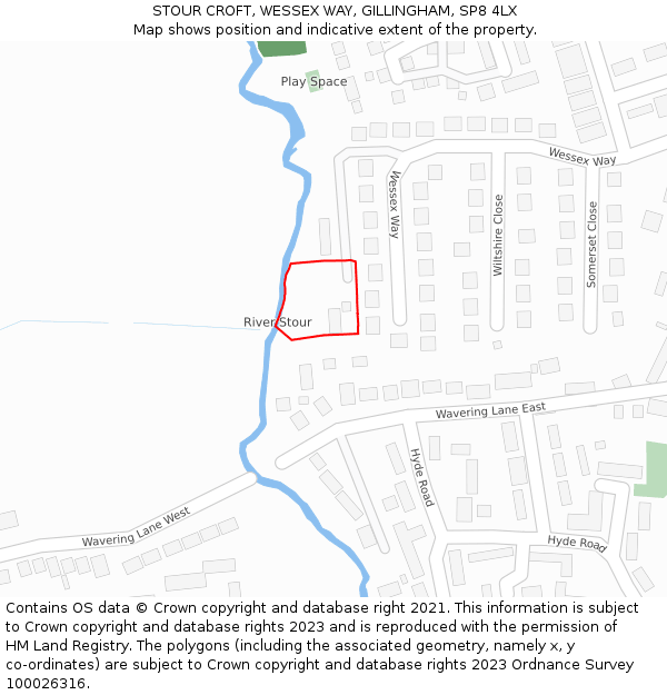 STOUR CROFT, WESSEX WAY, GILLINGHAM, SP8 4LX: Location map and indicative extent of plot