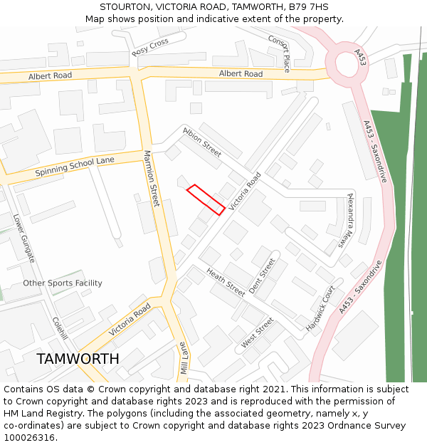 STOURTON, VICTORIA ROAD, TAMWORTH, B79 7HS: Location map and indicative extent of plot