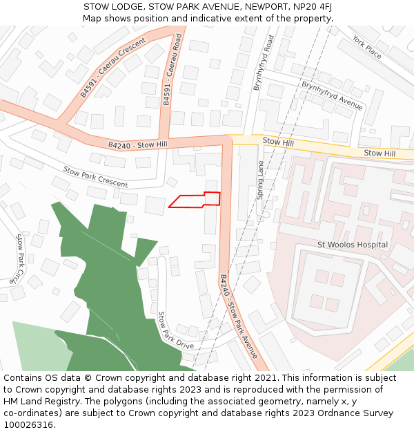 STOW LODGE, STOW PARK AVENUE, NEWPORT, NP20 4FJ: Location map and indicative extent of plot