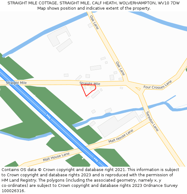 STRAIGHT MILE COTTAGE, STRAIGHT MILE, CALF HEATH, WOLVERHAMPTON, WV10 7DW: Location map and indicative extent of plot