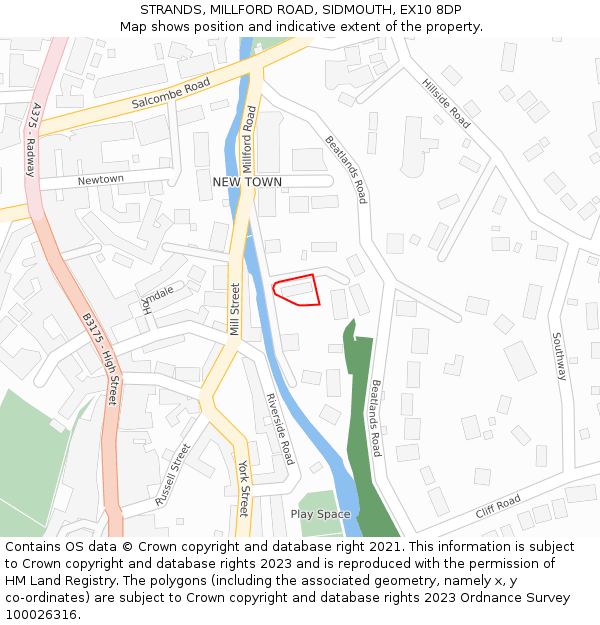 STRANDS, MILLFORD ROAD, SIDMOUTH, EX10 8DP: Location map and indicative extent of plot