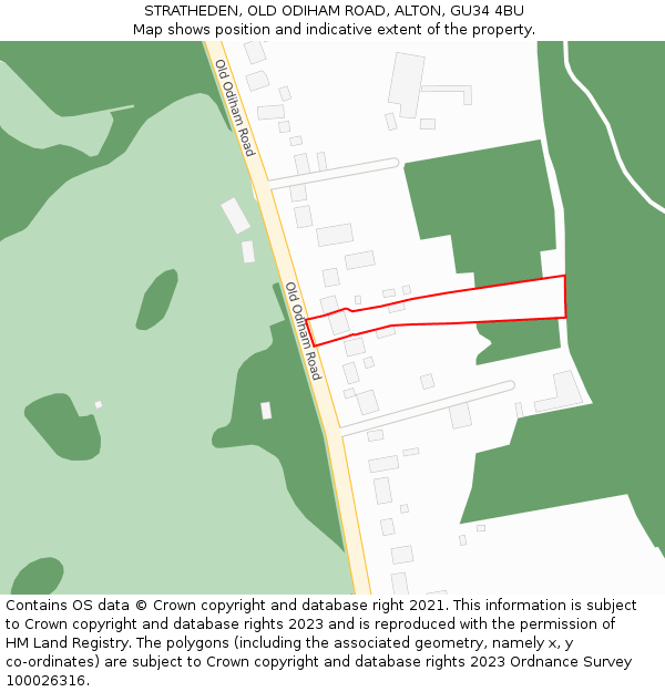 STRATHEDEN, OLD ODIHAM ROAD, ALTON, GU34 4BU: Location map and indicative extent of plot