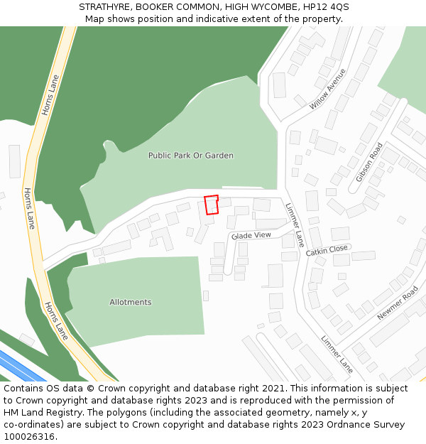 STRATHYRE, BOOKER COMMON, HIGH WYCOMBE, HP12 4QS: Location map and indicative extent of plot