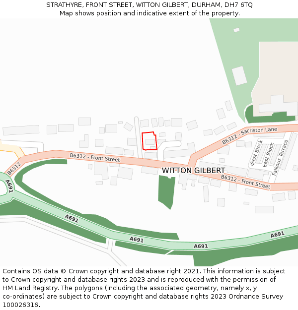STRATHYRE, FRONT STREET, WITTON GILBERT, DURHAM, DH7 6TQ: Location map and indicative extent of plot
