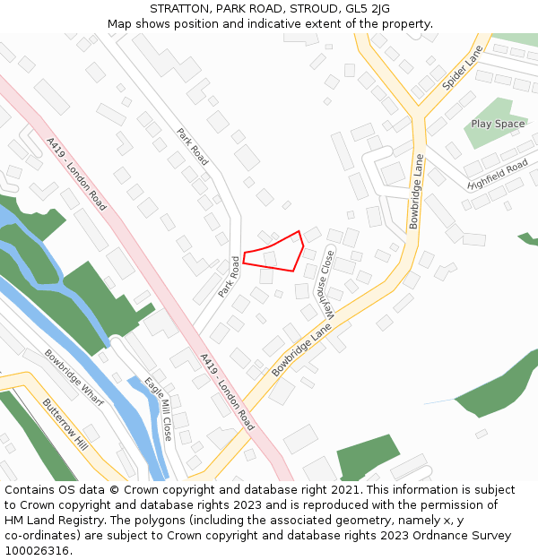 STRATTON, PARK ROAD, STROUD, GL5 2JG: Location map and indicative extent of plot