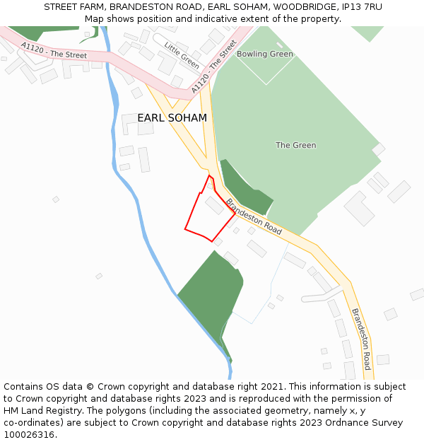 STREET FARM, BRANDESTON ROAD, EARL SOHAM, WOODBRIDGE, IP13 7RU: Location map and indicative extent of plot