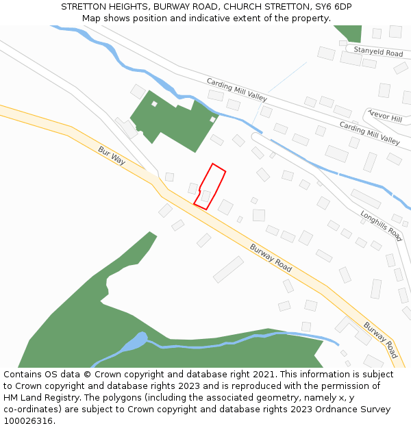 STRETTON HEIGHTS, BURWAY ROAD, CHURCH STRETTON, SY6 6DP: Location map and indicative extent of plot