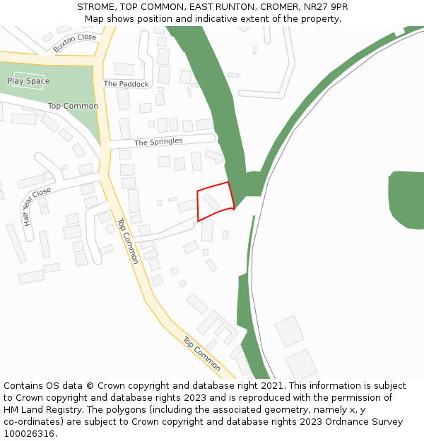 STROME, TOP COMMON, EAST RUNTON, CROMER, NR27 9PR: Location map and indicative extent of plot