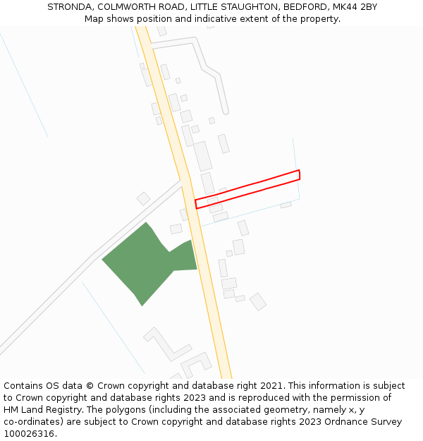 STRONDA, COLMWORTH ROAD, LITTLE STAUGHTON, BEDFORD, MK44 2BY: Location map and indicative extent of plot