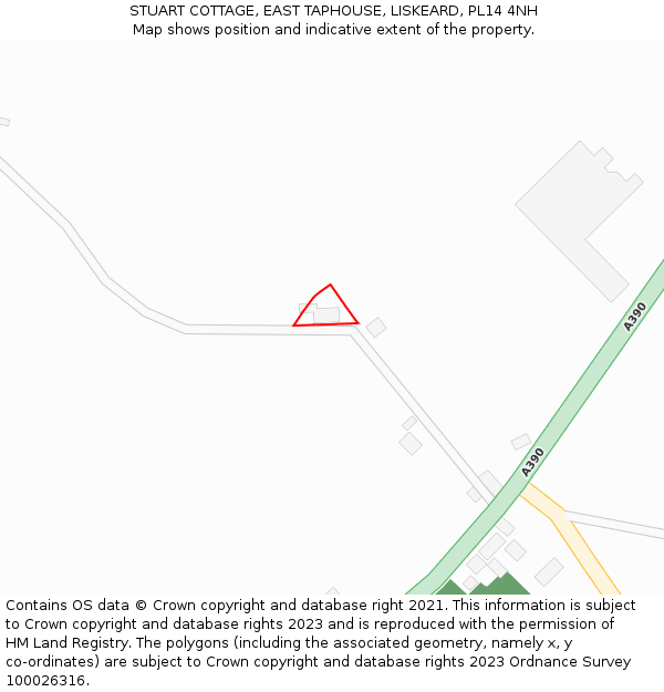 STUART COTTAGE, EAST TAPHOUSE, LISKEARD, PL14 4NH: Location map and indicative extent of plot