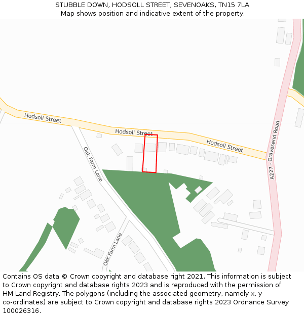 STUBBLE DOWN, HODSOLL STREET, SEVENOAKS, TN15 7LA: Location map and indicative extent of plot