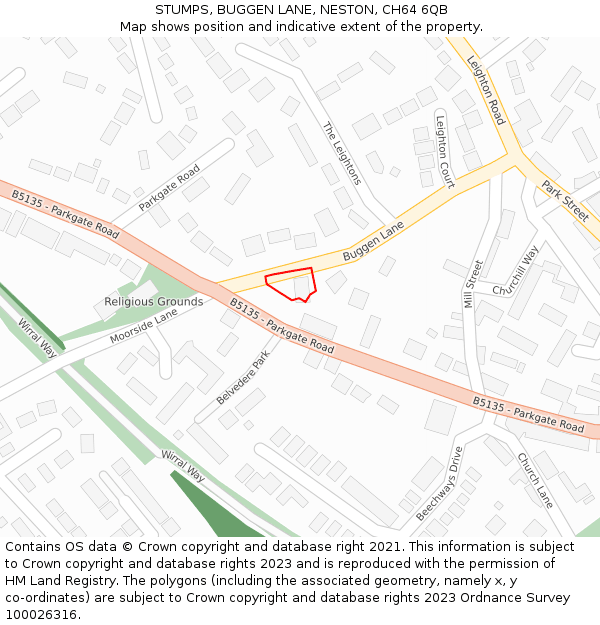 STUMPS, BUGGEN LANE, NESTON, CH64 6QB: Location map and indicative extent of plot