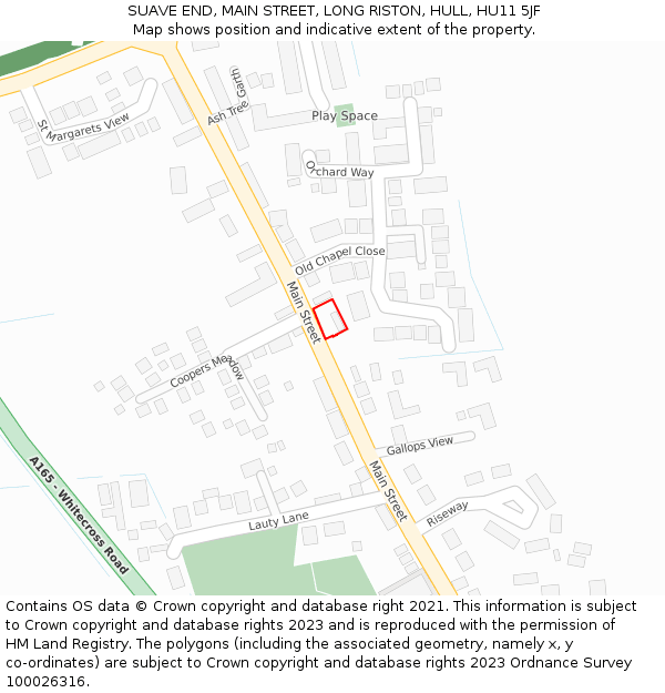 SUAVE END, MAIN STREET, LONG RISTON, HULL, HU11 5JF: Location map and indicative extent of plot