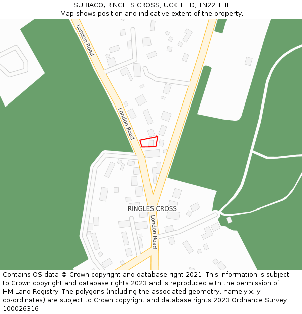 SUBIACO, RINGLES CROSS, UCKFIELD, TN22 1HF: Location map and indicative extent of plot