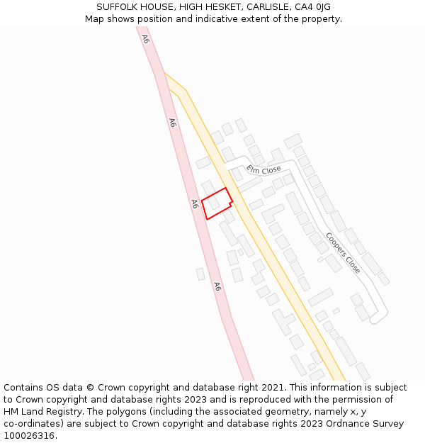 SUFFOLK HOUSE, HIGH HESKET, CARLISLE, CA4 0JG: Location map and indicative extent of plot