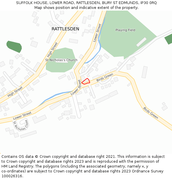 SUFFOLK HOUSE, LOWER ROAD, RATTLESDEN, BURY ST EDMUNDS, IP30 0RQ: Location map and indicative extent of plot