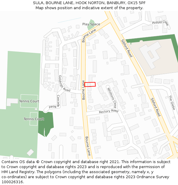 SULA, BOURNE LANE, HOOK NORTON, BANBURY, OX15 5PF: Location map and indicative extent of plot