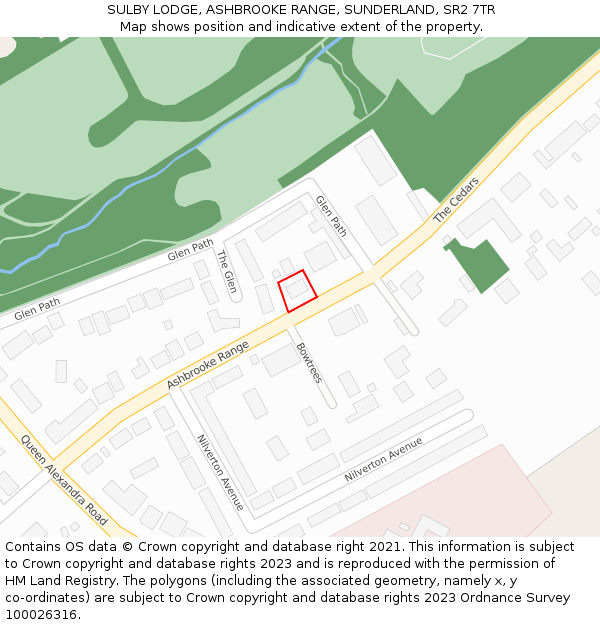 SULBY LODGE, ASHBROOKE RANGE, SUNDERLAND, SR2 7TR: Location map and indicative extent of plot