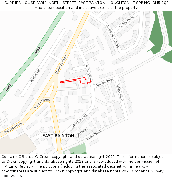 SUMMER HOUSE FARM, NORTH STREET, EAST RAINTON, HOUGHTON LE SPRING, DH5 9QF: Location map and indicative extent of plot