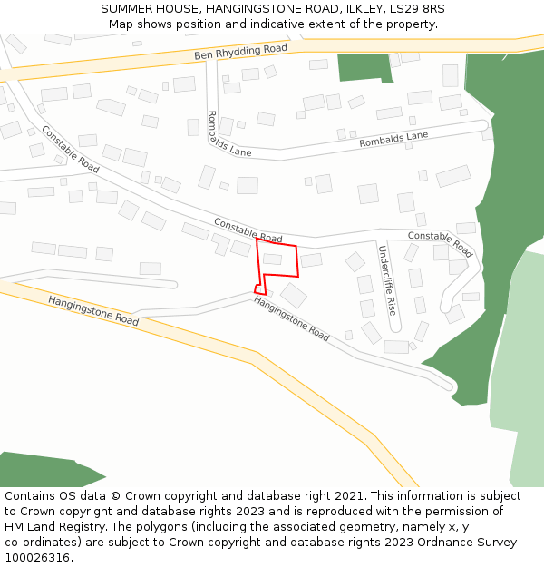 SUMMER HOUSE, HANGINGSTONE ROAD, ILKLEY, LS29 8RS: Location map and indicative extent of plot