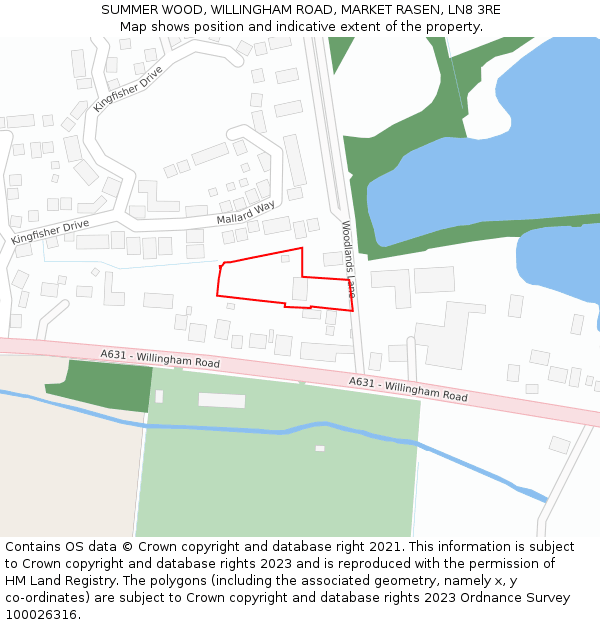 SUMMER WOOD, WILLINGHAM ROAD, MARKET RASEN, LN8 3RE: Location map and indicative extent of plot