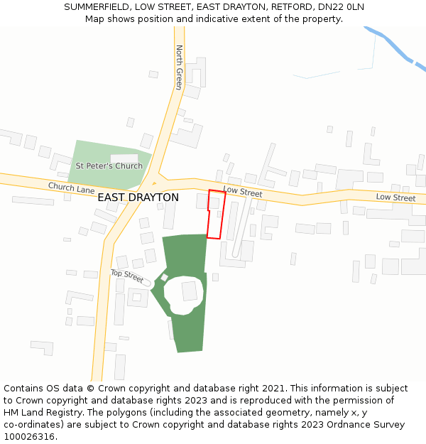 SUMMERFIELD, LOW STREET, EAST DRAYTON, RETFORD, DN22 0LN: Location map and indicative extent of plot