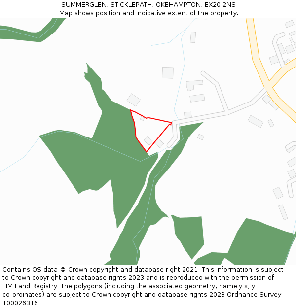SUMMERGLEN, STICKLEPATH, OKEHAMPTON, EX20 2NS: Location map and indicative extent of plot