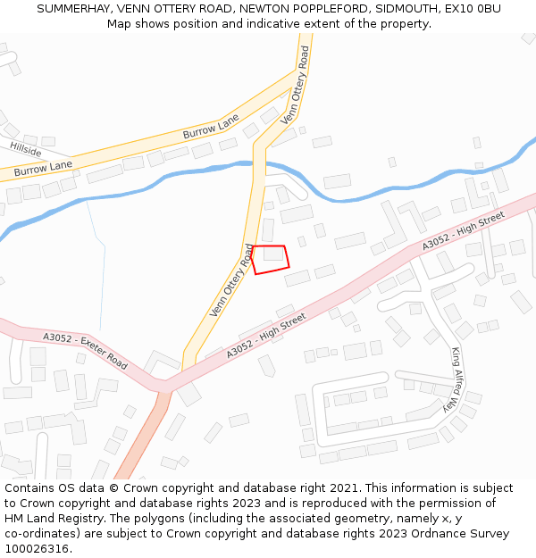 SUMMERHAY, VENN OTTERY ROAD, NEWTON POPPLEFORD, SIDMOUTH, EX10 0BU: Location map and indicative extent of plot