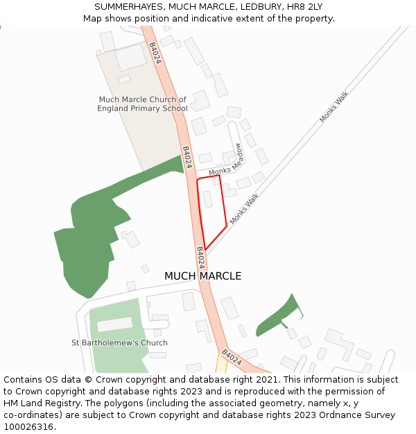 SUMMERHAYES, MUCH MARCLE, LEDBURY, HR8 2LY: Location map and indicative extent of plot