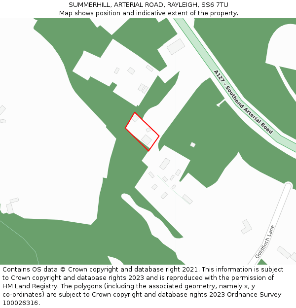 SUMMERHILL, ARTERIAL ROAD, RAYLEIGH, SS6 7TU: Location map and indicative extent of plot