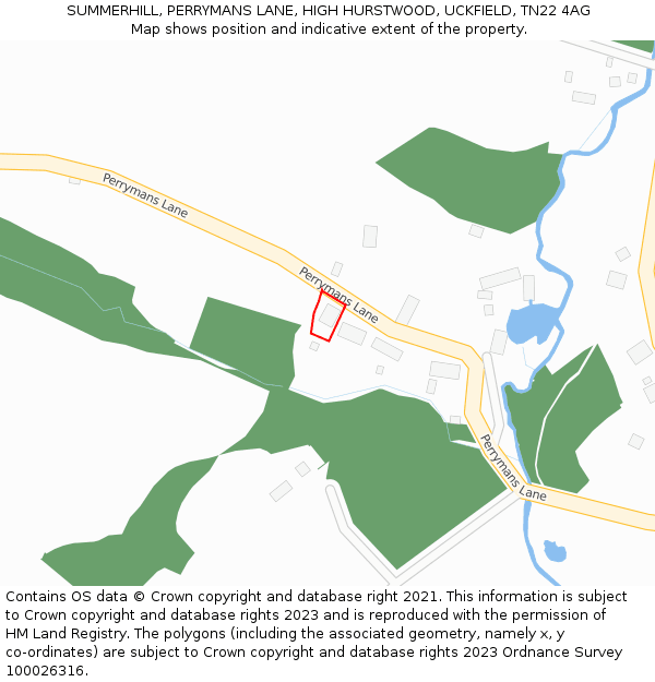 SUMMERHILL, PERRYMANS LANE, HIGH HURSTWOOD, UCKFIELD, TN22 4AG: Location map and indicative extent of plot