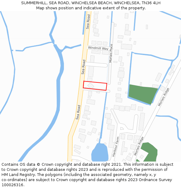 SUMMERHILL, SEA ROAD, WINCHELSEA BEACH, WINCHELSEA, TN36 4LH: Location map and indicative extent of plot