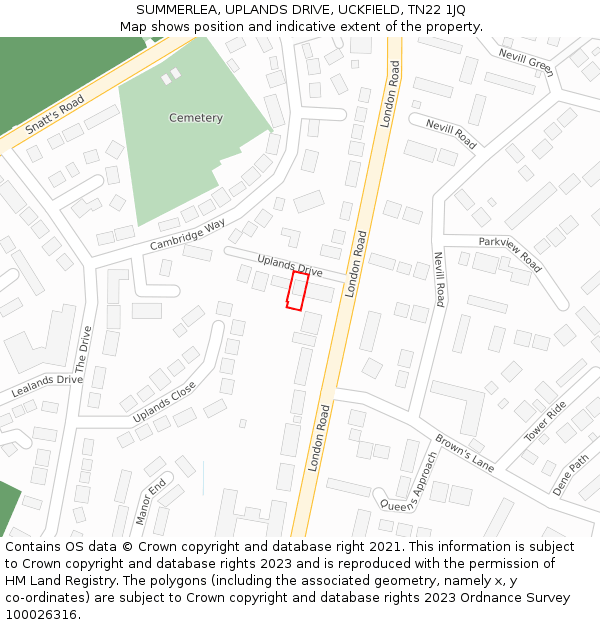 SUMMERLEA, UPLANDS DRIVE, UCKFIELD, TN22 1JQ: Location map and indicative extent of plot