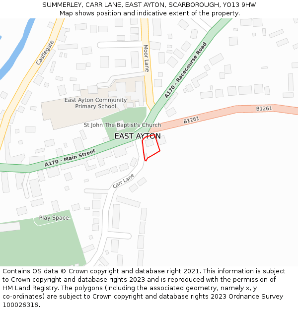 SUMMERLEY, CARR LANE, EAST AYTON, SCARBOROUGH, YO13 9HW: Location map and indicative extent of plot