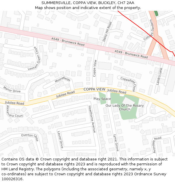 SUMMERSVILLE, COPPA VIEW, BUCKLEY, CH7 2AA: Location map and indicative extent of plot