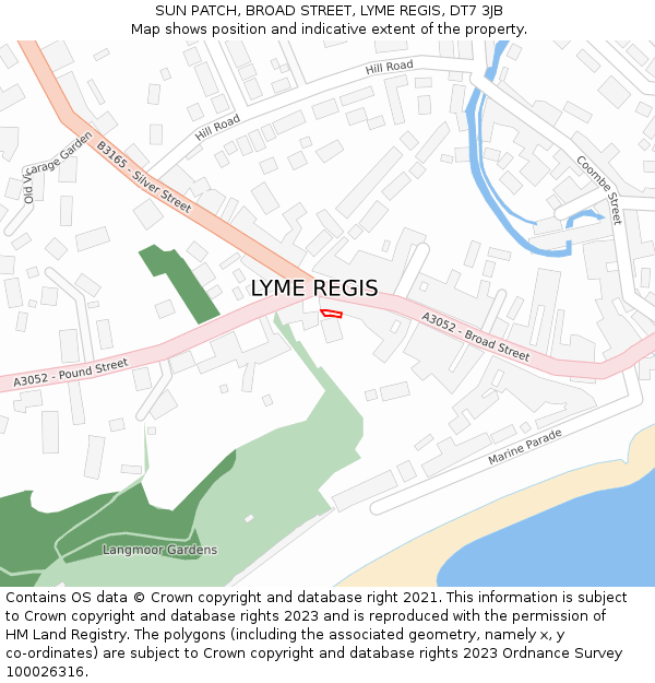 SUN PATCH, BROAD STREET, LYME REGIS, DT7 3JB: Location map and indicative extent of plot