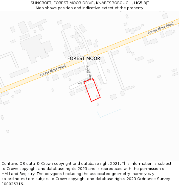 SUNCROFT, FOREST MOOR DRIVE, KNARESBOROUGH, HG5 8JT: Location map and indicative extent of plot