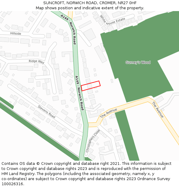 SUNCROFT, NORWICH ROAD, CROMER, NR27 0HF: Location map and indicative extent of plot