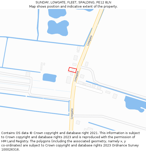 SUNDAY, LOWGATE, FLEET, SPALDING, PE12 8LN: Location map and indicative extent of plot