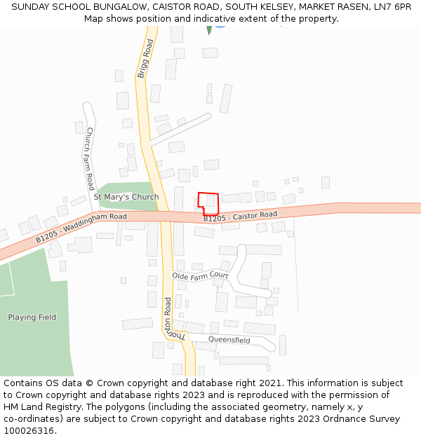 SUNDAY SCHOOL BUNGALOW, CAISTOR ROAD, SOUTH KELSEY, MARKET RASEN, LN7 6PR: Location map and indicative extent of plot