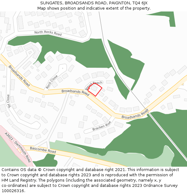 SUNGATES, BROADSANDS ROAD, PAIGNTON, TQ4 6JX: Location map and indicative extent of plot