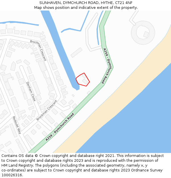 SUNHAVEN, DYMCHURCH ROAD, HYTHE, CT21 4NF: Location map and indicative extent of plot