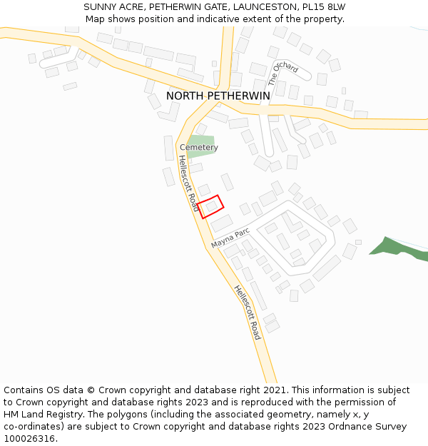 SUNNY ACRE, PETHERWIN GATE, LAUNCESTON, PL15 8LW: Location map and indicative extent of plot