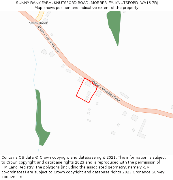 SUNNY BANK FARM, KNUTSFORD ROAD, MOBBERLEY, KNUTSFORD, WA16 7BJ: Location map and indicative extent of plot