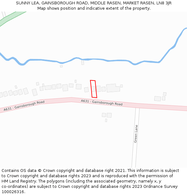 SUNNY LEA, GAINSBOROUGH ROAD, MIDDLE RASEN, MARKET RASEN, LN8 3JR: Location map and indicative extent of plot