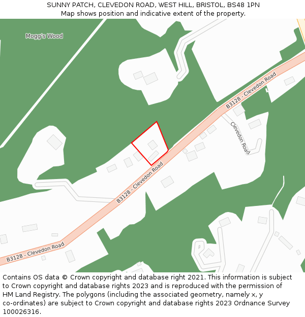 SUNNY PATCH, CLEVEDON ROAD, WEST HILL, BRISTOL, BS48 1PN: Location map and indicative extent of plot